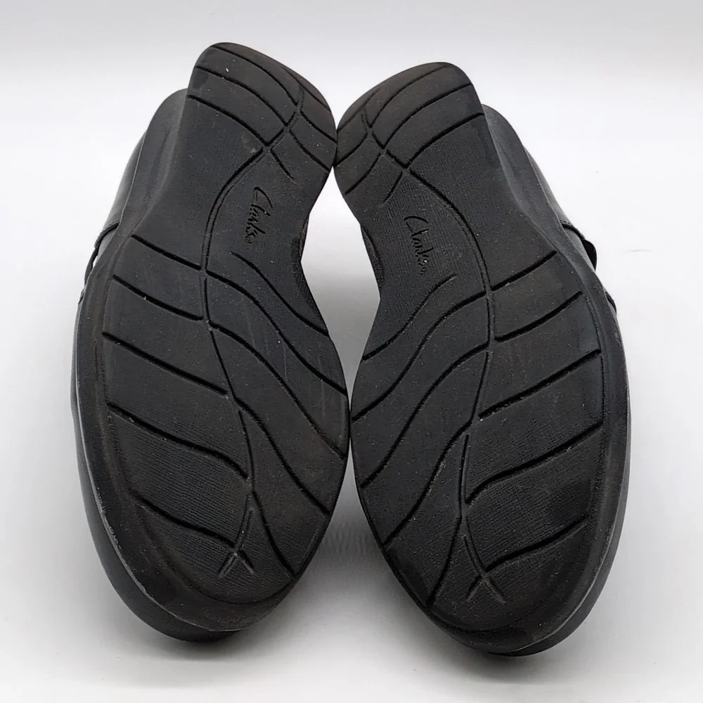 Clarks Collection Shoes Womens Black 8 Leather Loafers Stretch Comfort‎ 21951